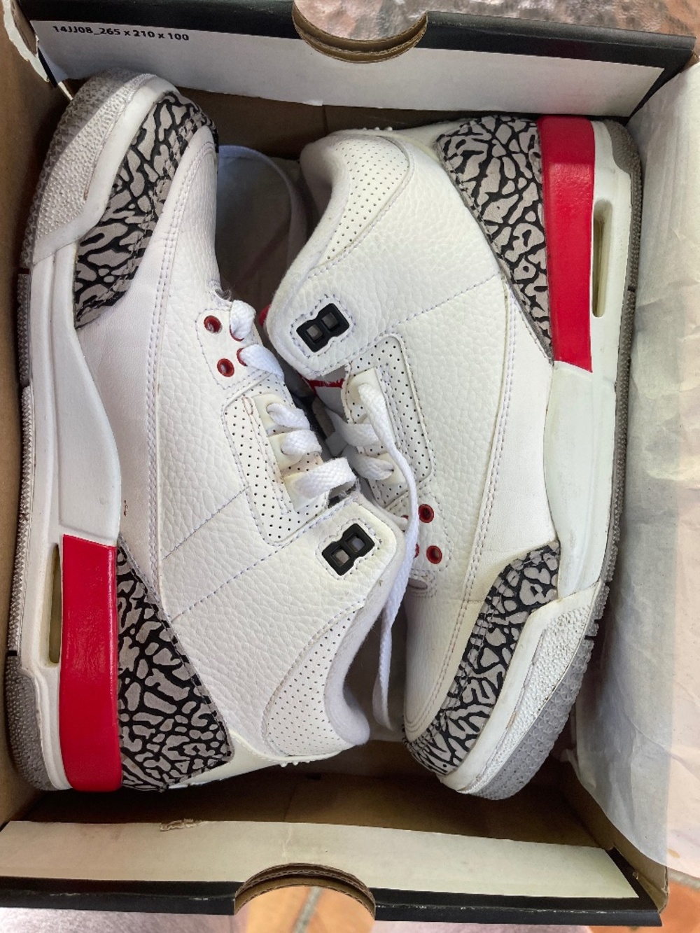 air jordan 3 retro bg 2018 white/fire red-cement grey katrina